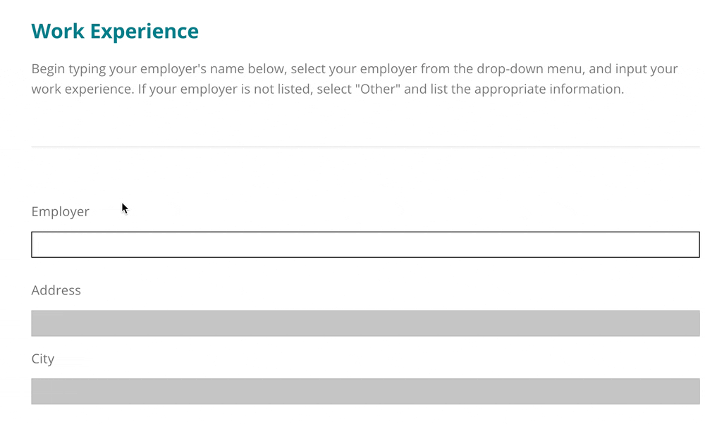 Howto Entering Work Experience from an Unlisted Employer When