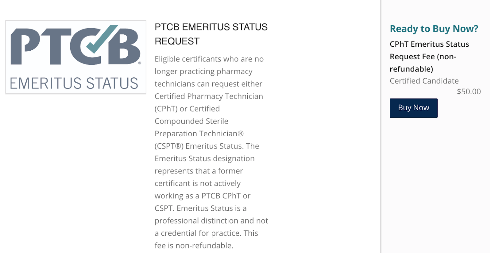 CPhT and CSPT Emeritus Status Guidelines PTCB (Pharmacy Technician