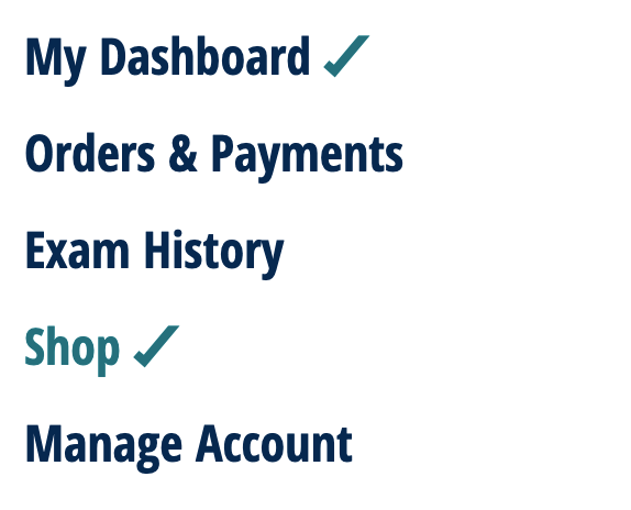 PTCB Account side menu