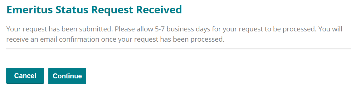Emeritus request received