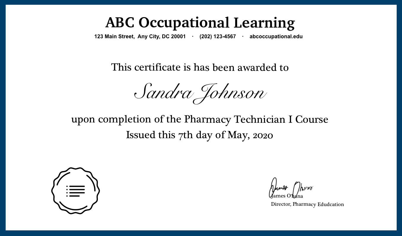 certificate of training completion