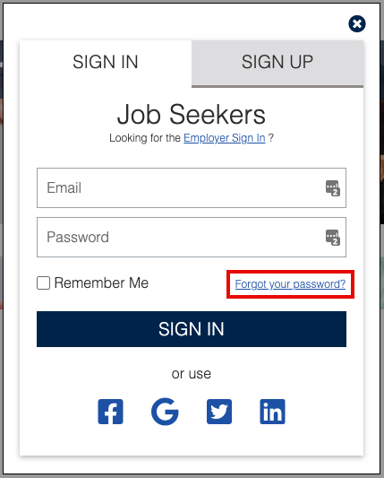 Reset Career Center Password